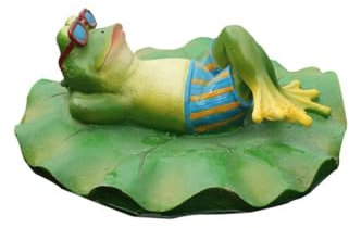 OFFSCH Schwimmende Frosch Deko Resin Ornament Mit Lotusblatt Teichdekoration Gartenteiche Außen Figur Für Garten Und Pool Flair