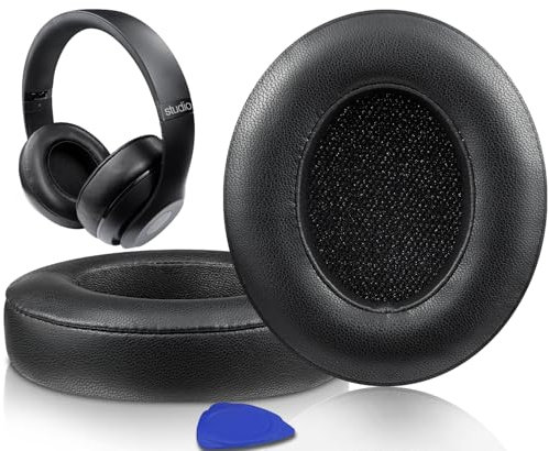SoloWIT Cuscinetti Auricolari in Pelle di Agnello Ricambio per Beats Studio 2 e Studio 3 Wired/Wireless Cuffie, Padiglioni Cuffie con Schiuma di Memoria ad Isolamento del Rumore, Spessore Aggiunto