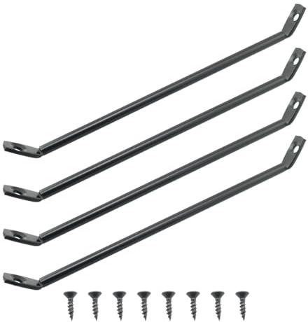 ZYAMY 4PCS Black Reinforced Leg Brackets with Screws Iron Tie Rods Heavy Duty Corner Brace Post to Beam Connector Triangle Table Legs Mounting Iron Plate Brace for Wooden Computer Table Dining Table