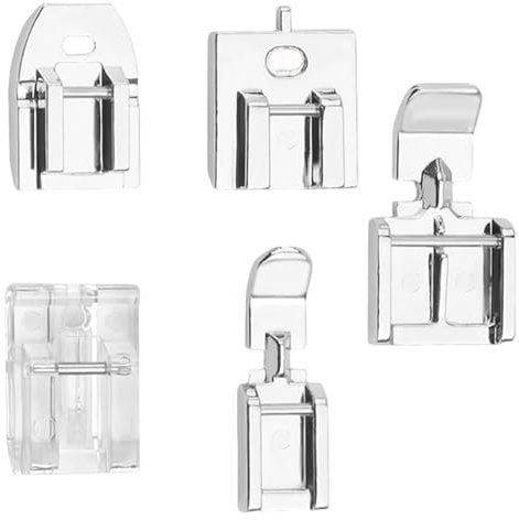 5Pcs Presser Foot for Sewing Machine, Invisible Rolled Hem Foot Durable Stainless Steel & Plastic Zipper Feet Quilting Tool for Household Low Shank Sewing Machine Accessories Suitable for A Wide Range