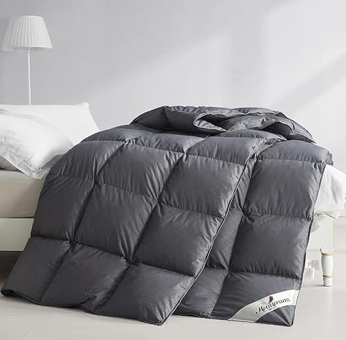 Homyrium Daunendecke 200x220 Winter Bettdecke 200x220cm Daunen Winterdecke 220x200 Daunen Warm Daunenbettdecke Federbettdecke, Füllgewicht: 2600gr Oeko-TEX und RDS Zertifiziert, Grau
