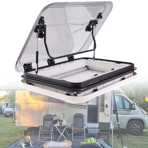 Portello sul tetto per camper, roulotte, lucernario con protezione solare a LED, costruzione in lega di alluminio