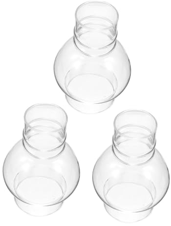 Ciieeo 3 Stück Vintage Kerosinlampenschirm aus Klarem Winddichtem Glas Ersatzglas für Öl-laterne mit Einfacher Reinigung und Stabilem Flammenschutz für Camping und Notbeleuchtung