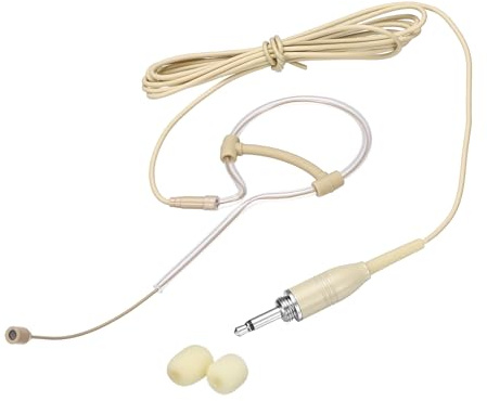 sourcing map Micrófono de auriculares con gancho para la oreja, juego de micrófono de condensador de audio omnidireccional con cable omnidireccional con enchufe de rosca de 3,5 mm, cable de 4 pies