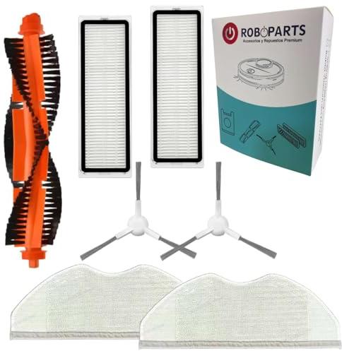 Roboparts Ricambi compatibili con Xiaomi Robot Vacuum S40 / OV81. Rullo Centrale, Spazzole Laterali, Filtro Hepa e Mop di Ricambio per Robot Aspirapolvere