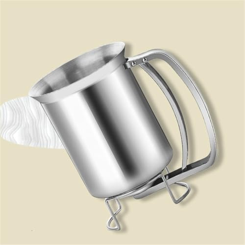 FUANA Edelstahl-Pfannkuchenteigspender für präzises Ausgießen mit federbelastetem Griff, 17 x 10 cm, Teigtrichter, Backwerkzeug, Küchen-Kochgeschirr