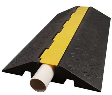 Canalina Elettrica da Esterno in ​​gomma, Canalina Passacavi Calpestabile a 1 Canale, Dosso Modulare, 100x58x12,5 cm, Capacità di 5 Tonnellate, per Garage e Esterni