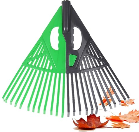 Rastrello per raccogliere le foglie – Strumento da giardinaggio ergonomico antiscivolo a forma di ventaglio – Rastrello per prato, per terrazze, cortili, portici, cortili, balconi, terrazze, vialetti