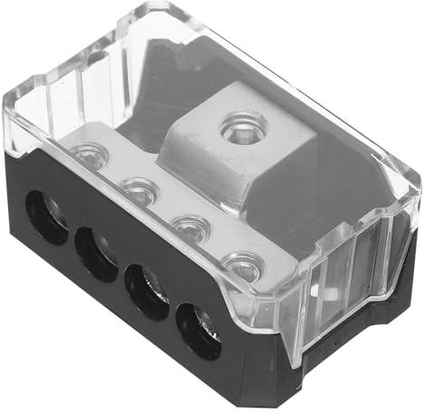 SHINEOFI Blocco Distribuzione Massa Autoradio in Lega di Zinco, Splitter Alimentazione 1 Ingresso 4 Uscite per Impianto Audio Auto, Morsettiera Amplificatore Resistente per Cablaggio