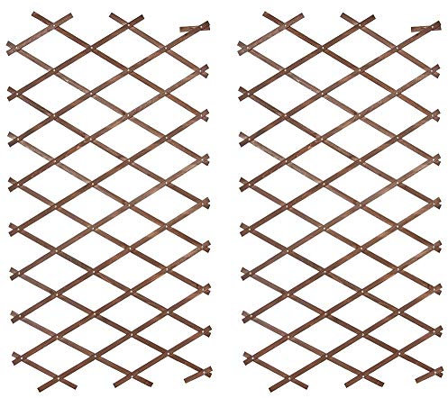 RUDDINGS WOOD Set of 2 x 1.8m x 0.6m Riveted Garden Tan Trellis - Wooden Expanding Diamond Trellis Supports