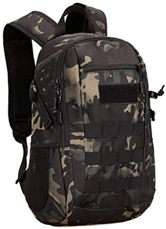 HUNTVP 12L Mini Rucksack Taktisch Wanderrucksack Molle Schultasche Wasserdicht Daypack Militärisch Schulrucksack Studenttasche Unitasche Sporttasche für Herren Damen Outdoor (12L-Camouflage)