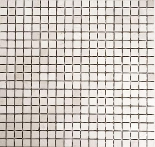 Marmor Mosaik Steine Naturstein creme hellbeige mini Quadrat - MOS38-0104