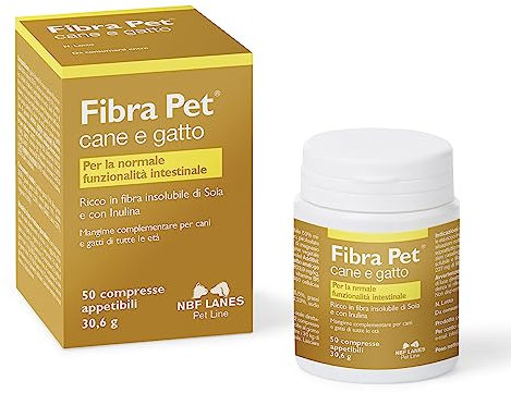NBF Lanes | Faser Pet Hund und Katze, 50 Appetible Tabletten für die Normale Darmfunktion