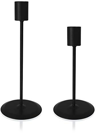 Schwarzer Kerzenhalter 2er Set, dekorative Kerzenständer, kerzenständer stabkerzen, Stumpentisch mit Metall, als Hochzeits- oder Heimdekoration für Bar oder Party