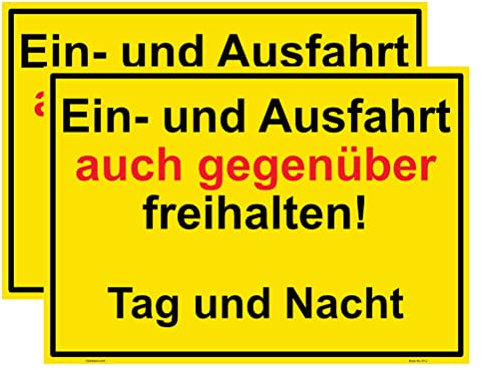 Haobase 2 Stück Ausfahrt Freihalten Auch Gegenüber Schild Aufkleber - Selbstklebendes Vinyl (25cm x 17,5cm)