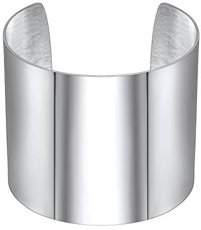 FOCALOOK Armband Personalisiert Damen Edelstahl Armreif Oberarm Armspange 60mm breit Offenes Armband Freundschaftsarmband Oberarm Schmuck Accessoire