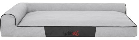 Bjird Hundebett - Hundekorb für kleine mittelgroße & große Hunde - Hundekissen - Hundesofa - Bezug abnehmbar und waschbar - Best - Größe: 100 x 66 x 18 cm [Größe: M] - Asche Kunstleinen