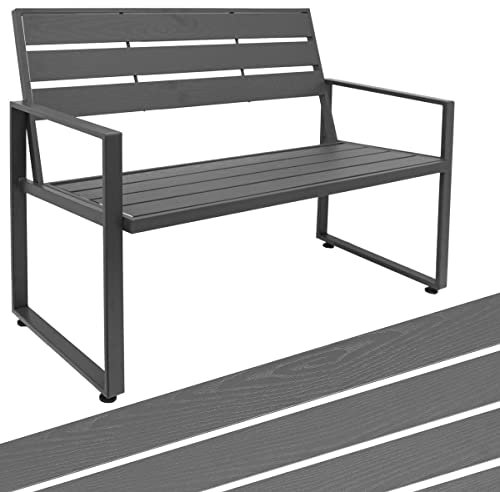 AMANKA 260kg Zweisitzer Gartenbank Metall B-Ware 111x65x83 Parkbank Gartenbank Holzoptik Outdoor Bank Wetterfest Eisenbank für Garten Balkonbank Sitzbank Außen Wetterfest Gartenmöbel Bänke Balkonmöbel