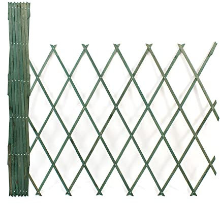 The Secret Home - Celosía Extensible de Madera - 300x100 cm - Color Verde - Enredadera Horizontal o Vertical - Decoración para Interiores o Exteriores - Ideal para Jardín, Terraza o Balcón