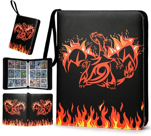 Macocheezee Kartenordner mit 9 Fächern für Pokémon-Karten mit Hüllen, Yugioh-Kartenaufbewahrungsalbum, MTG-Reißverschlussordner, Ladetaschenordner für TCG Sammelkarten Album mit Reißverschluss