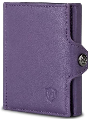 VON HEESEN Slim Wallet mit XL Münzfach & RFID-Schutz - Mini Geldbörse Herren & Damen - Kartenetui Kreditkartenetui - Portmonee Geldbeutel Portemonnaie klein Violet