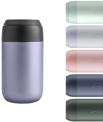 Chilly's Serie 2 Taza de Cafe Termica - Taza de Doble Pared con Tapa - Acero Inoxidable sin BPA - Lavender, 340ml