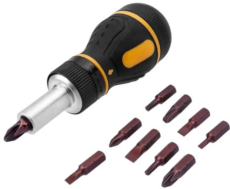 Bestgle Destornillador de Carraca Multipuntas con 9 Puntas, Destornilladores de Trinquete, Juego de Destornilladores Multifunción Pequeña Destornillador Magnético con Cargador de Punta