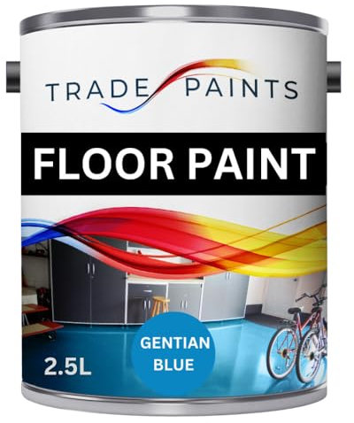 Heavy Duty Quick Dry Floor Paint - Garage, Workshop, Warehouse, Industrial Floor Paint - Ideal For Concrete, Stone, Brick, Wood & Metal (Gentian Blue BS18E53, 2.5 l Pack of 1)