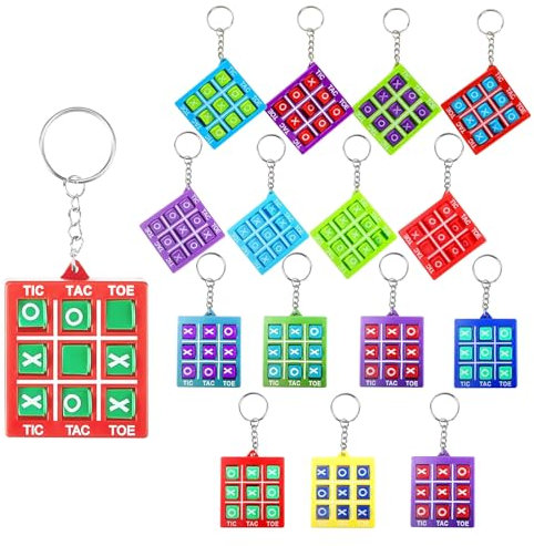 Portachiavi Tic Toe Tac Colori Assortiti - del Gioco Tic Toe Tac con Ciondolo, Portachiavi in​Plastica Bomboniere per Bambini 8 ai 12 Anni Festa di Compleanno (15 Pezzi X Amore) (16 X O)