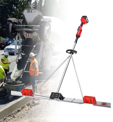 LFfwynog Outil Vibrant électrique sans Fil pour Finition de béton, Outil Vibrant pour béton, Vitesse de 3000 à 6000 TR/Min avec Planche en Acier Inoxydable de 200 cm