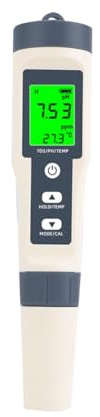 Kznifmk Ph-Meter TDS/PH/Temperatura per L', Ph-metro Digitale 0-14 PH, Tester di Qualità di Alta Precisione 0,01, Installazione Facile