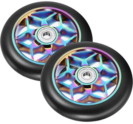 2 Stück 110mm Stunt Scooter Rollen, Scooter Ersatzräder räder mit ABEC-9 Lager, für meisten Stuntscooter und Kickscooter (Farbe)