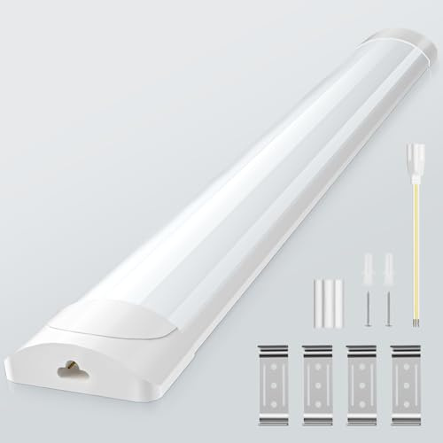 Lightasea 40W LED Batten Light 6500K Daylight, 4FT 115cm Linkable LED Garage Lighting, 4000LM Super Bright LEDs Fluorescent Lights with 20cm Power Cord for Garage Workshop Office
