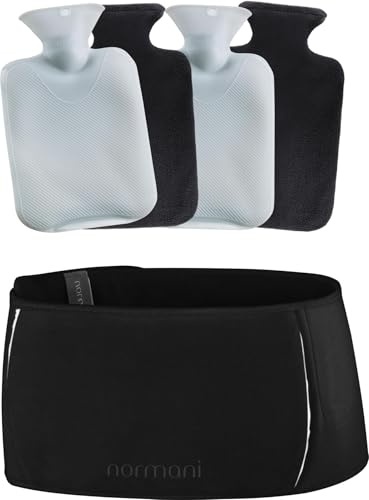 Wärmflasche Gürtel mit 2 Wärmflaschen - mobiles Wärmekissen Onesize - Rücken und Bauchwärmer in Einem - Winter Taillenwärmer Must Have Farbe Schwarz