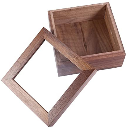 SOIMISS Rostfreie Aufbewahrungsbox Aus Walnussholz - Schreibtischbox Home Organizer Mit Aufbewahrungsdeckel Fensterdesign Moderner Aufbewahrungswürfel Aus Holz
