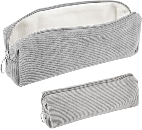 Hopton Federmäppchen Cord-Stoff, Mäppchen Aesthetic, Praktisches Federmappe Stiftemappe, Modische Federtasche für Jungen und Mädchen,Portable Schulmäppchen Pencil Case für Teenager Schule,Büro(Grau)