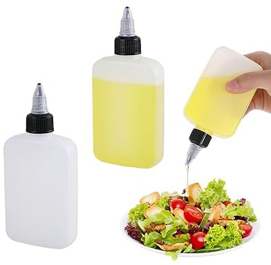 CMBXAQ 2 StückSqueeze Flasche, 100ml Dosierflasche für Ölspender Und Gewürze Camping, 100ml Ölflasche Plastik, Quetschflasche mit Dichtung 5,4×2,8×12,7 cm, Weiß für Essig Öl Camping, Küche, Grill