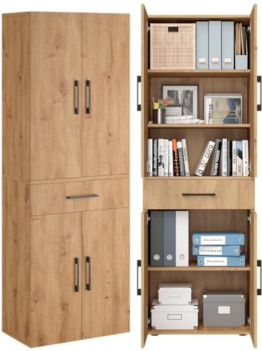 Bellamio Apol Aktenschrank 60 cm, mit 5 Fächern & 1 Schublade, Eichenoptik