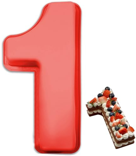 Teouuas Kuchenform Zahlen, Silikon Backform Zahlen Groß, Silikon Backform Zahl 1, Zahlens Backforms, für Kindergeburtstag, Hochzeit Jubiläum, Geburtstagstorte
