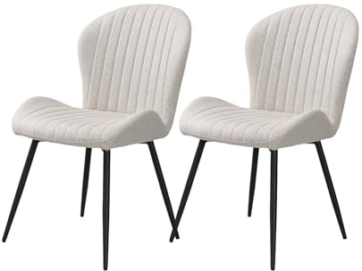 JoyyeSpace Esszimmerstühle 2er Set, Küchenstuhl, Stuhl Esszimmer Wohnzimmer, Ergonomischer Sessel, Armlehnstuhl, Polsterstuhl, Metallbeine, für Esszimmer, Wohnzimmer, Schlafzimmer, Beige