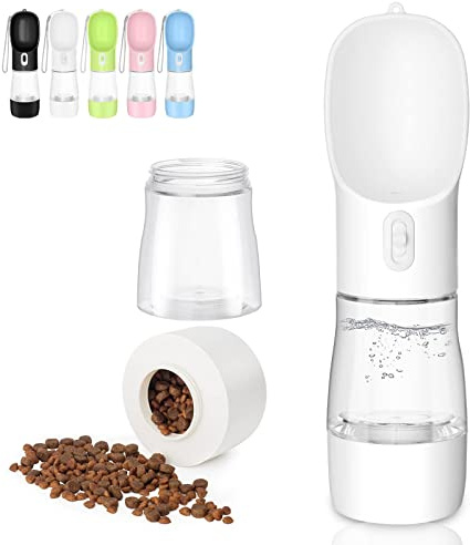 Gourde Chien Portable Gourde Chien Promenade 258 ML, Blanc | 2 en 1 Gourde pour Chien, idéal pour les promenades, pour Les Promenades Les Voyages et La Randonnée