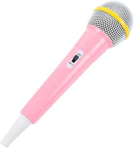 Alasum Microphone Factice en Plastique Mini Rose pour Garçon et Filles, Accessoire de Microphone pour Spectacles et Anniversaires, Modèle Léger et Amusant pour Jeux D’Imitation