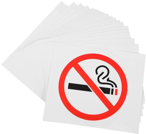 Generico 20 Adesivi Cartelli Vietato Fumare Adesivi Divieto di Fumo per Interni ed Esterni, Segnali di Divieto per Aziende e Casa, Facili da Applicare Adesivo Resistente