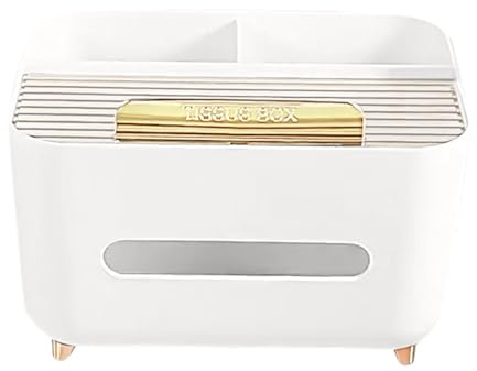Funda organizadora de pañuelos para guardar servilletas, pañuelos de cosméticos, organizador de escritorio con lápiz de papelería, mando a distancia, pañuelo decorativo para restaurante (blanco, 21 x