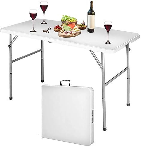 MaxxGarden Table Pliante – Table de Jardin en Plastique – Tables de Pique-Nique 120 x 60 x 74 cm – Table Intérieur et Extérieur – Table Pliable pour la Terrasse, Le Camping, la Plage – Blanc