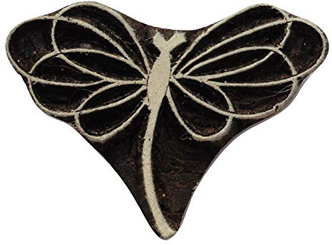 Dragonfly Shaped Indian Hand Carved Wooden Printing Block Stamp