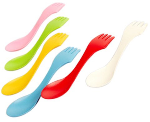 dragonaur 6 Pcs 3-in-1 Spoon Fork Knife Cutlery Kits Reusable Plastic Camping Hiking Spork Combo Travel Utensils Flatware for Picnic, Office Work Random Color