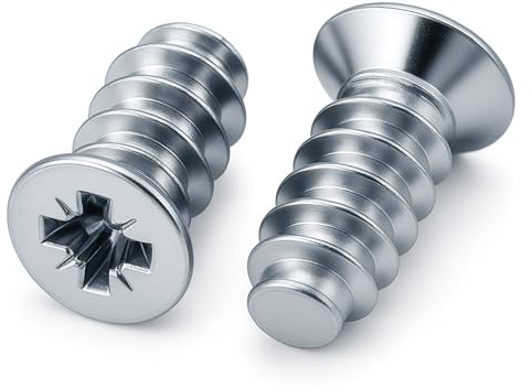 HEXATON Viti Euro Testa Piatta Svasata Pozidriv 6,3 x 16 mm – 50 Pezzi – Viti Truciolari in Acciaio Zincato Bianco per Mobili, Legno, MDF e Falegnameria