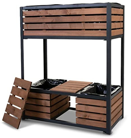 Hochbeet Cube Compact Metall & Holz - Etagen Gemüsebeet Kräuterbeet - Beet für Terrasse Balkon & Garten Mehrfarbig