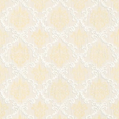 Profhome 956297-GU Textiltapet barock matt färg grädde guld beige 5,33 m2